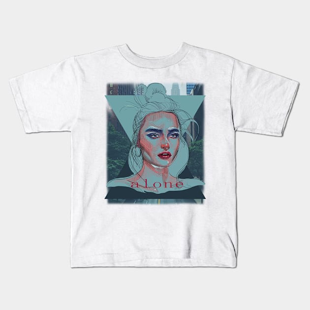 Alone Kids T-Shirt by Magda